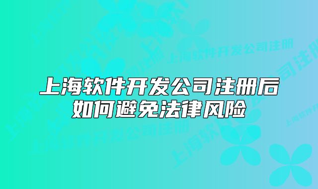 上海软件开发公司注册后如何避免法律风险