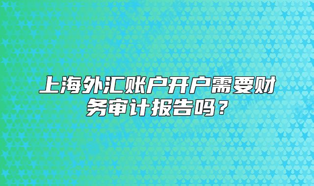 上海外汇账户开户需要财务审计报告吗?