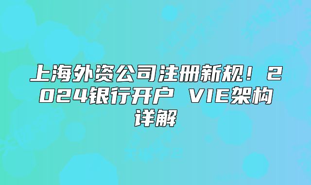 上海外资公司注册新规!2024银行开户 VIE架构详解