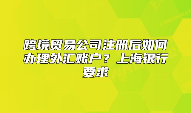 跨境贸易公司注册后如何办理外汇账户?上海银行要求