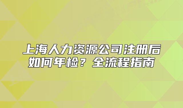 上海人力资源公司注册后如何年检？全流程指南