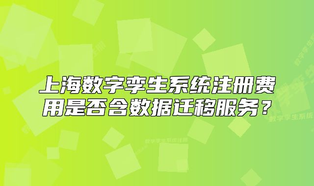 上海数字孪生系统注册费用是否含数据迁移服务?
