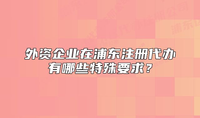 外资企业在浦东注册代办有哪些特殊要求?