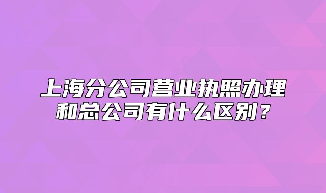 上海分公司营业执照办理和总公司有什么区别?