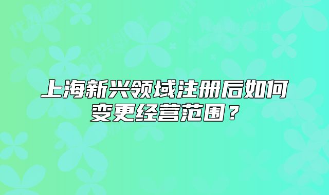 上海新兴领域注册后如何变更经营范围？