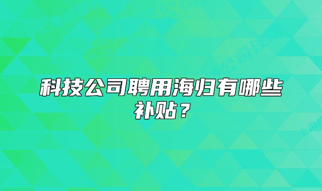 科技公司聘用海归有哪些补贴?