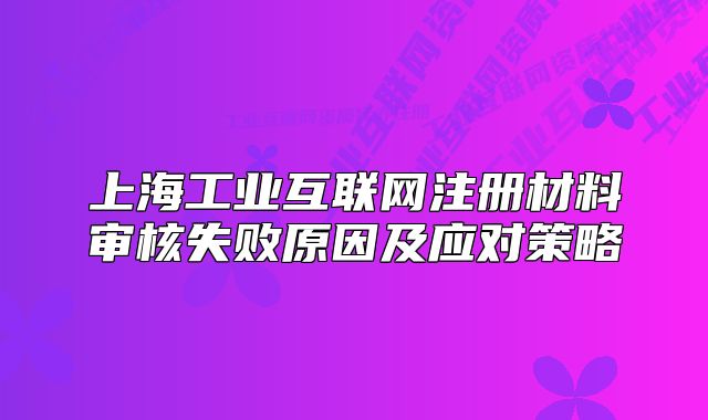 上海工业互联网注册材料审核失败原因及应对策略