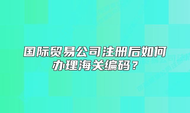 国际贸易公司注册后如何办理海关编码?