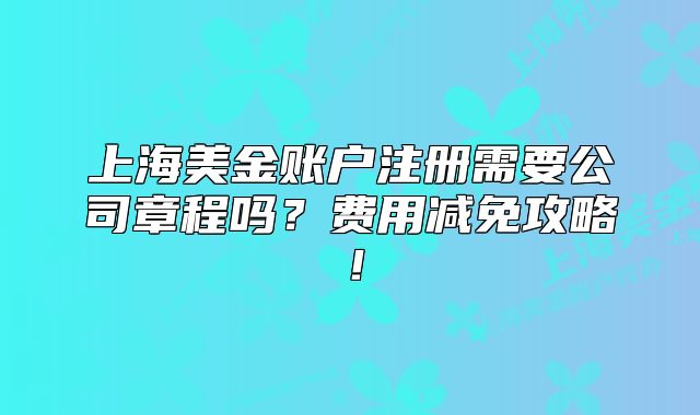 上海美金账户注册需要公司章程吗？费用减免攻略！