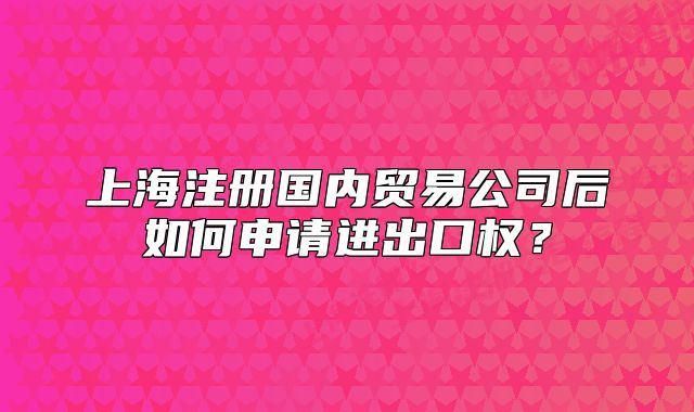 上海注册国内贸易公司后如何申请进出口权？