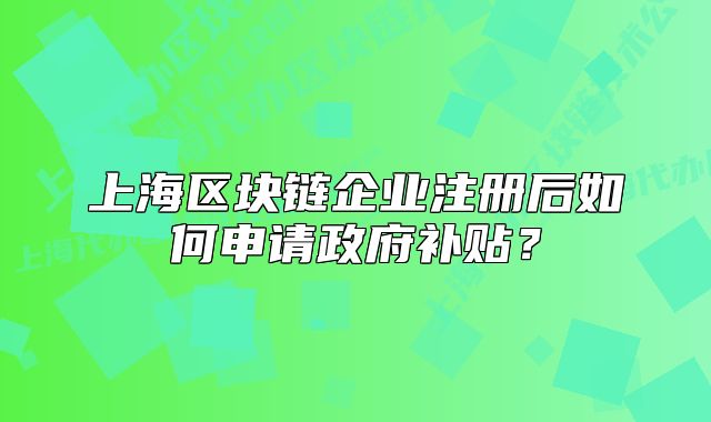 上海区块链企业注册后如何申请政府补贴？