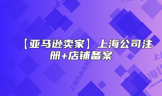 【亚马逊卖家】上海公司注册+店铺备案
