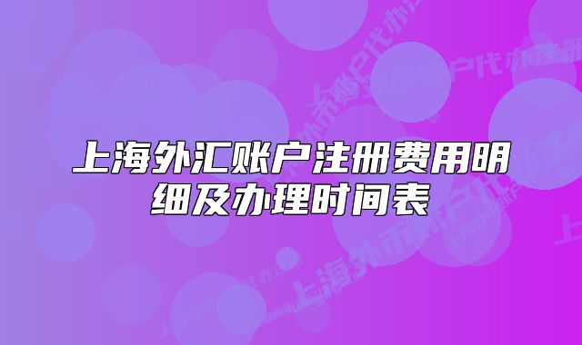 上海外汇账户注册费用明细及办理时间表
