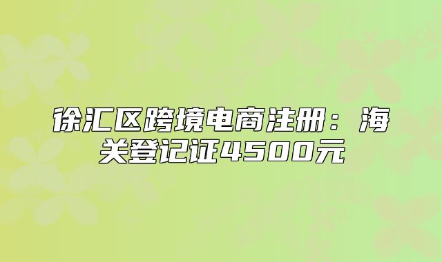 徐汇区跨境电商注册：海关登记证4500元
