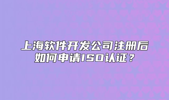 上海软件开发公司注册后如何申请ISO认证?