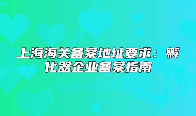 上海海关备案地址要求:孵化器企业备案指南
