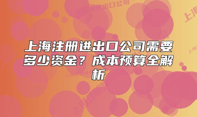 上海注册进出口公司需要多少资金？成本预算全解析