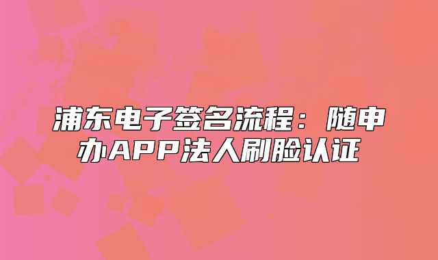 浦东电子签名流程：随申办APP法人刷脸认证