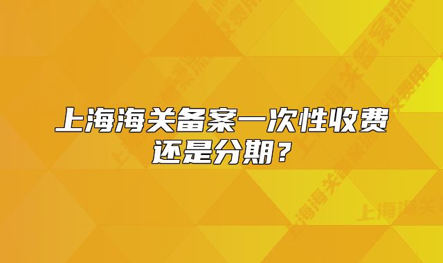 上海海关备案一次性收费还是分期?