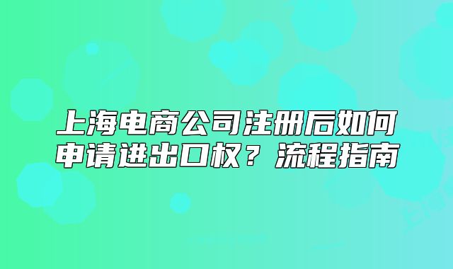 上海电商公司注册后如何申请进出口权?流程指南