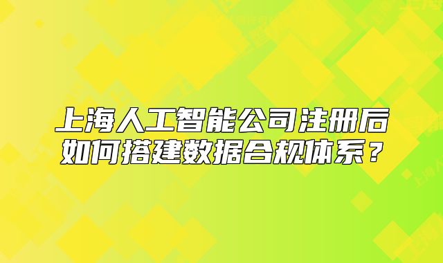 上海人工智能公司注册后如何搭建数据合规体系？