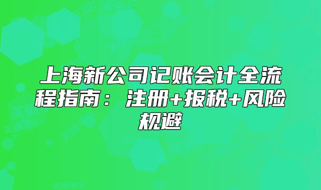 上海新公司记账会计全流程指南:注册+报税+风险规避