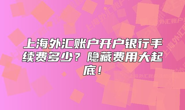 上海外汇账户开户银行手续费多少?隐藏费用大起底!