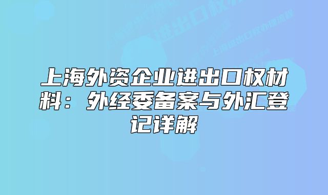 上海外资企业进出口权材料:外经委备案与外汇登记详解