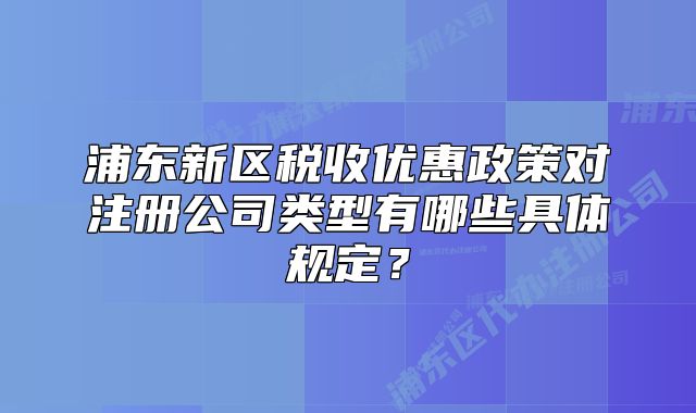 浦东新区税收优惠政策对注册公司类型有哪些具体规定?