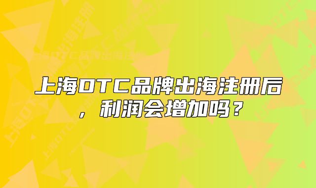 上海DTC品牌出海注册后,利润会增加吗?