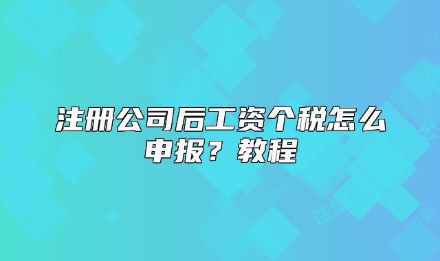 注册公司后工资个税怎么申报?教程