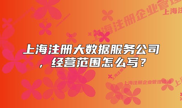 上海注册大数据服务公司,经营范围怎么写?