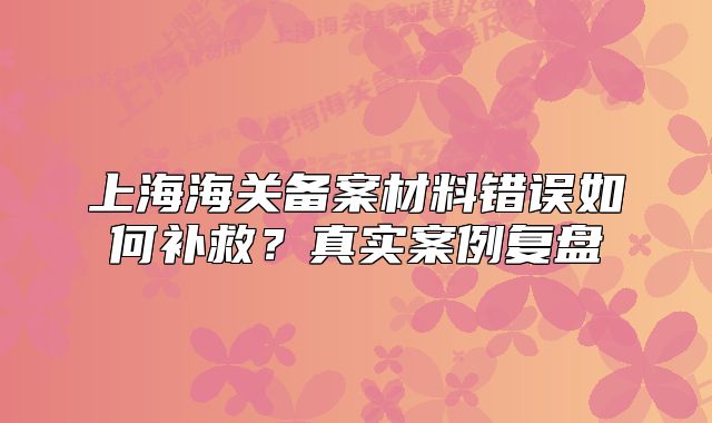 上海海关备案材料错误如何补救?真实案例复盘