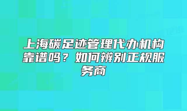 上海碳足迹管理代办机构靠谱吗？如何辨别正规服务商