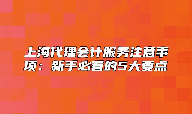上海代理会计服务注意事项:新手必看的5大要点