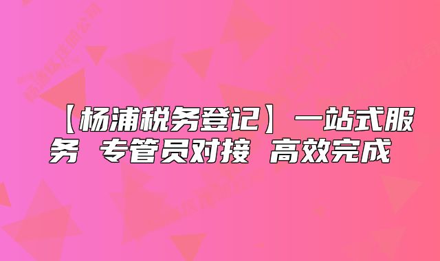 【杨浦税务登记】一站式服务 专管员对接 高效完成
