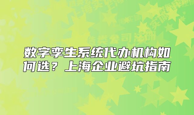数字孪生系统代办机构如何选?上海企业避坑指南
