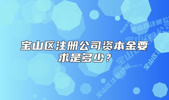 宝山区注册公司资本金要求是多少?