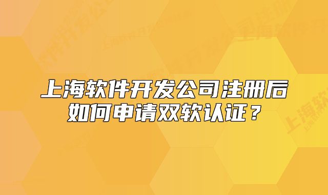 上海软件开发公司注册后如何申请双软认证?