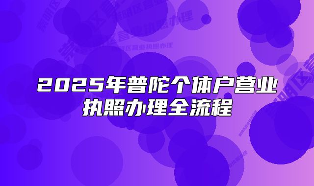 2025年普陀个体户营业执照办理全流程