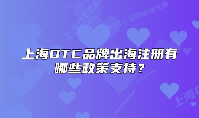 上海DTC品牌出海注册有哪些政策支持?