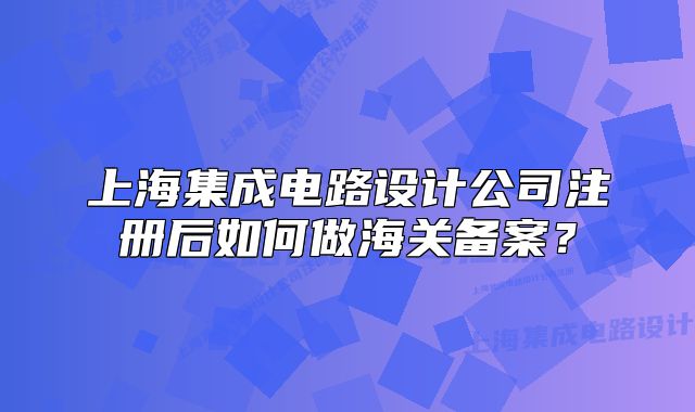 上海集成电路设计公司注册后如何做海关备案？