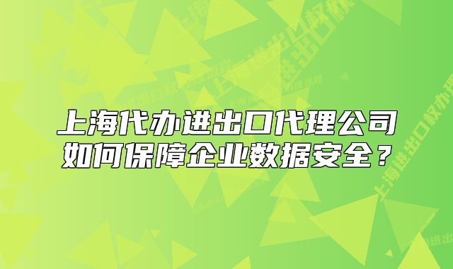 上海代办进出口代理公司如何保障企业数据安全?