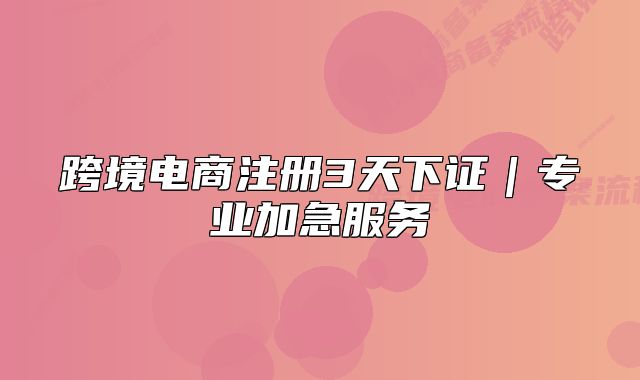 跨境电商注册3天下证|专业加急服务