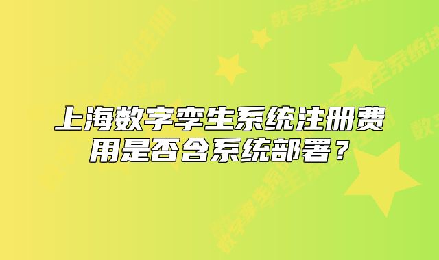上海数字孪生系统注册费用是否含系统部署?