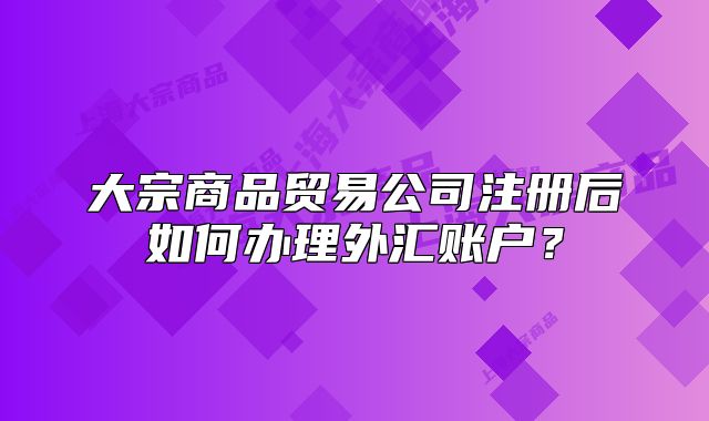 大宗商品贸易公司注册后如何办理外汇账户?