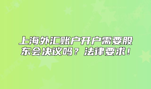上海外汇账户开户需要股东会决议吗?法律要求!