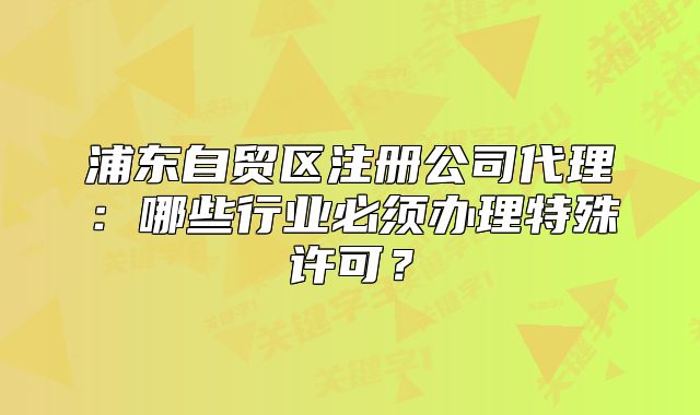 浦东自贸区注册公司代理:哪些行业必须办理特殊许可?
