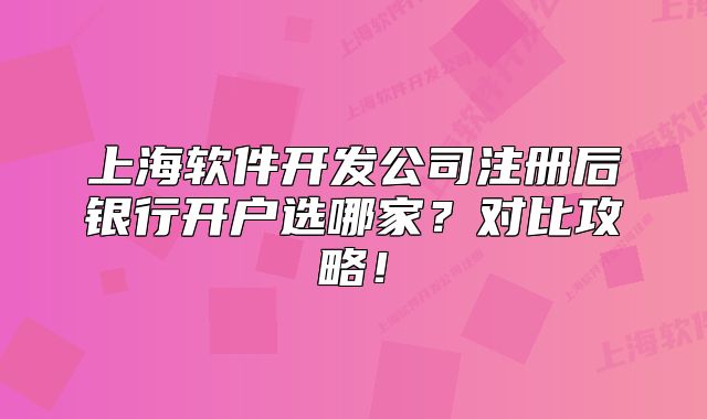 上海软件开发公司注册后银行开户选哪家?对比攻略!