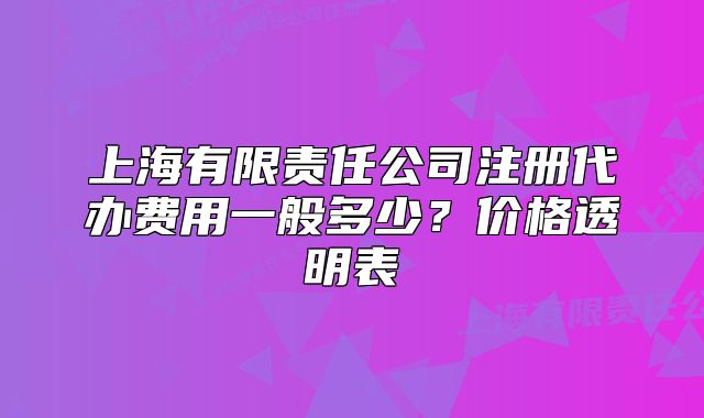 上海有限责任公司注册代办费用一般多少?价格透明表